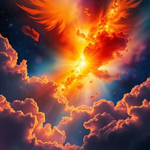 watercolor painting, a deep space nebula with stars, during golden hour, with dramatic cloud formations, vibrant saturated colors, wide angle view, backlit with sun flare, highly detailed, dramatic and powerful